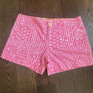 Lilly Pulitzer- Tisket Tasket Pink Geometric Patterned Callahan Shorts, Size 8